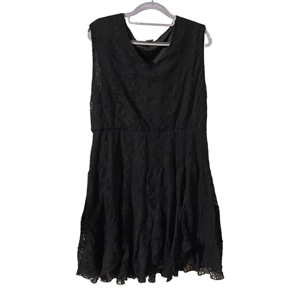 HAANI dress size 2X black lace fit and flare sleeveless - Picture 1 of 7